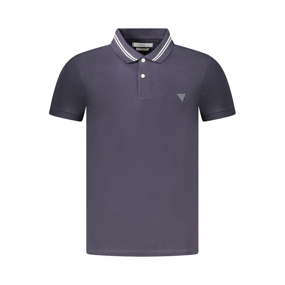 Tricou polo Guess Jeans albastru din bumbac