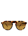 Dolce & Gabbana Brown Acetate Round Leopard Print Eyewear Sunglasses