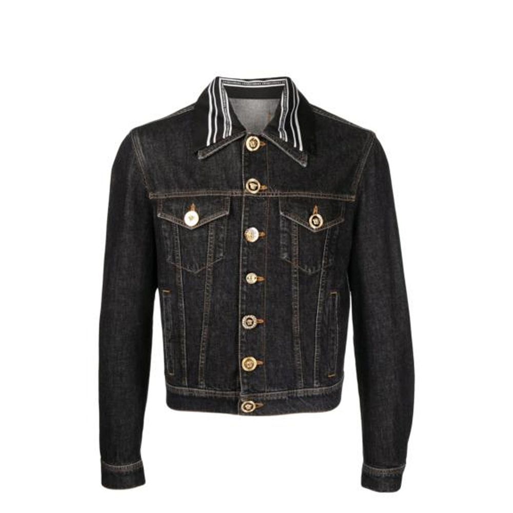 Jachetă din denim cu motiv Medusa de la Versace