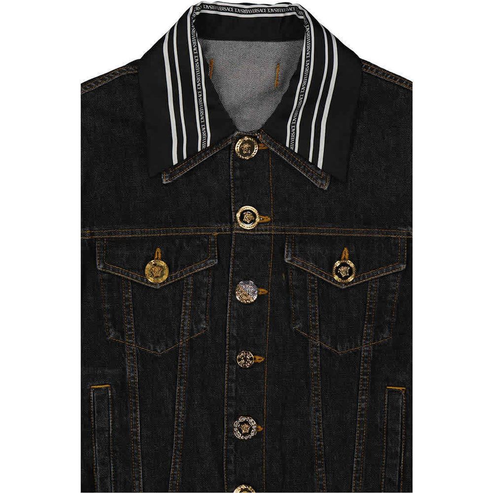 Jachetă din denim cu motiv Medusa de la Versace