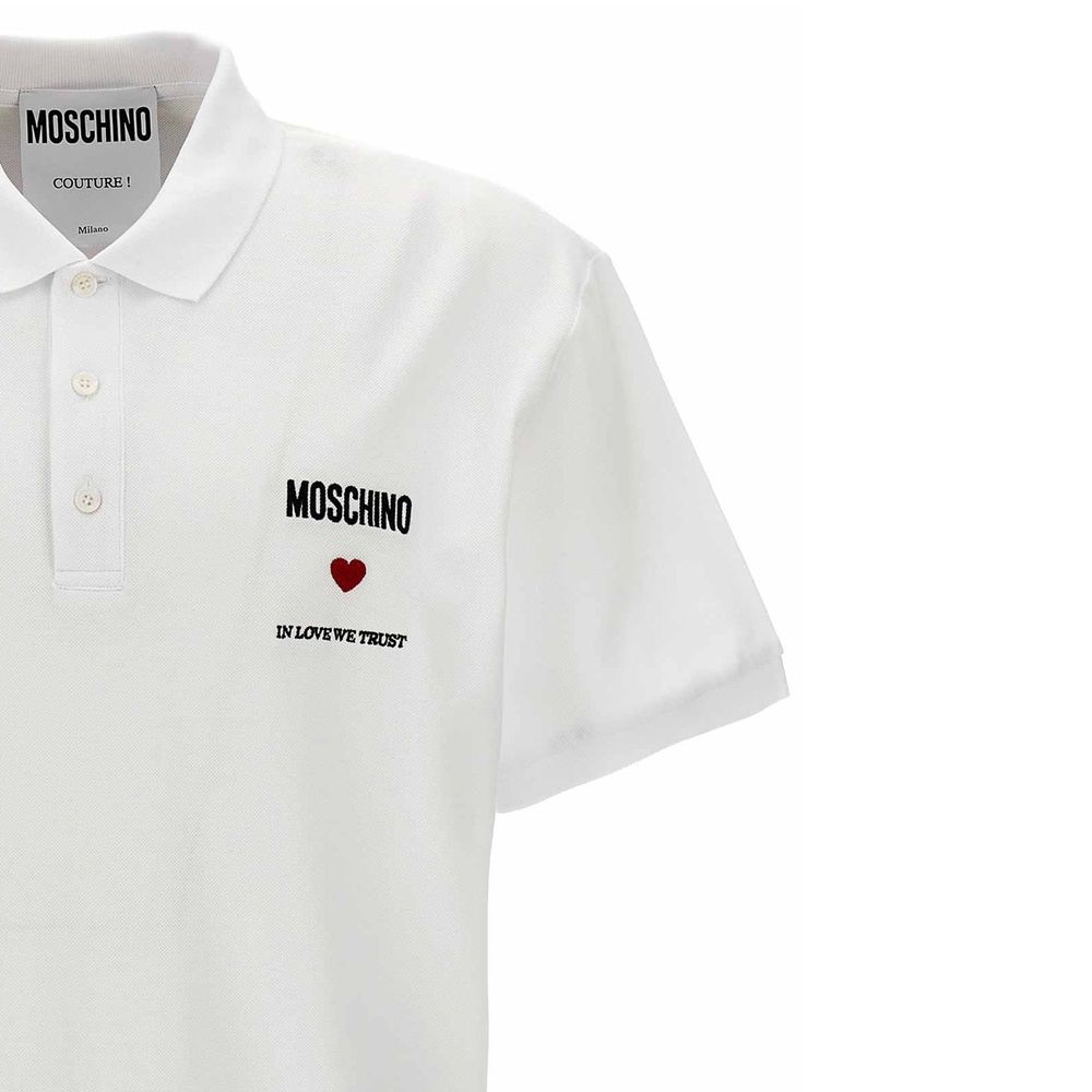 Moschino Couture White Cotton Polo Shirt