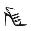 Saint Laurent Black Silk Stiletto Heel Sandals
