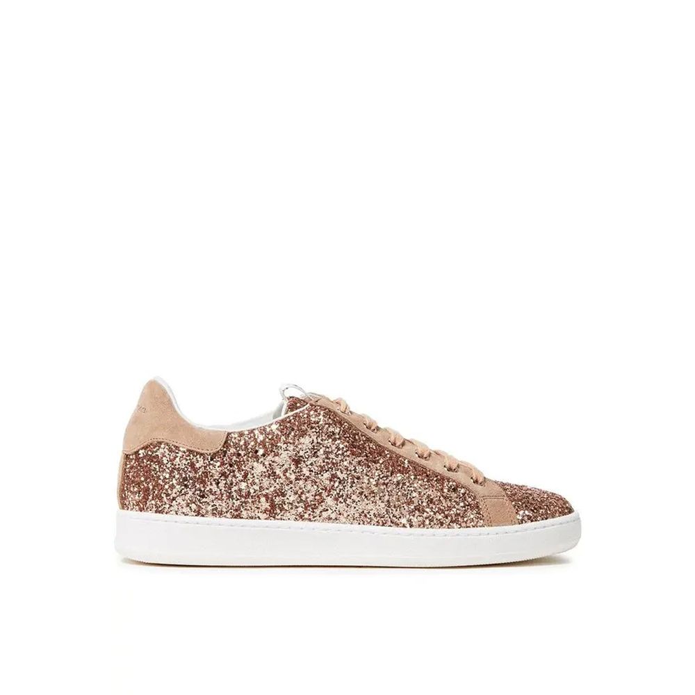 Sergio Rossi Rose Gold Fabric Low Top Sneakers