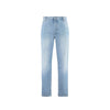 Balmain Blue Cotton Cropped Jeans