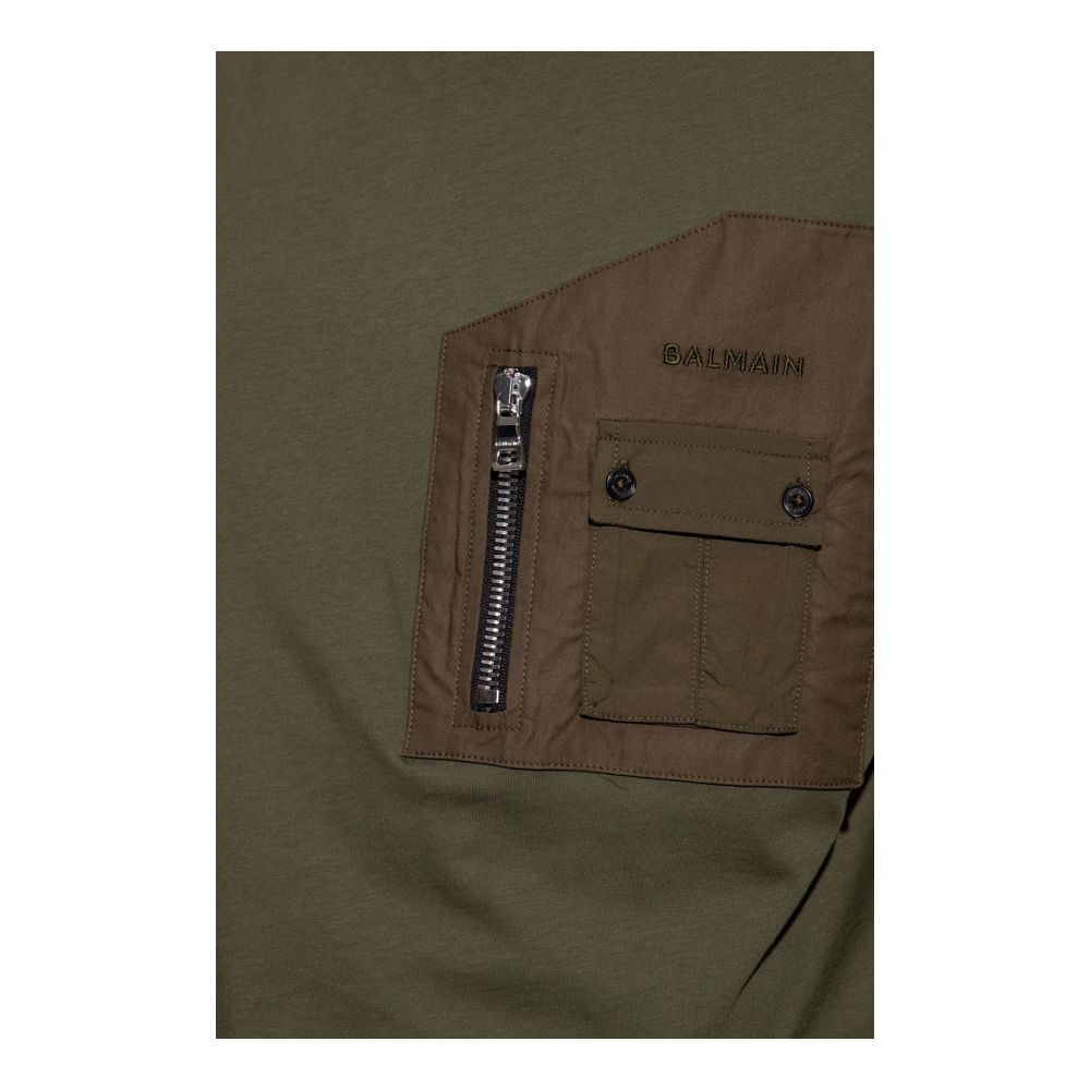 Tricou Balmain verde din bumbac