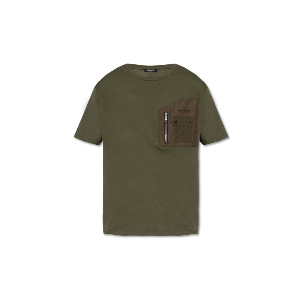 Tricou Balmain verde din bumbac