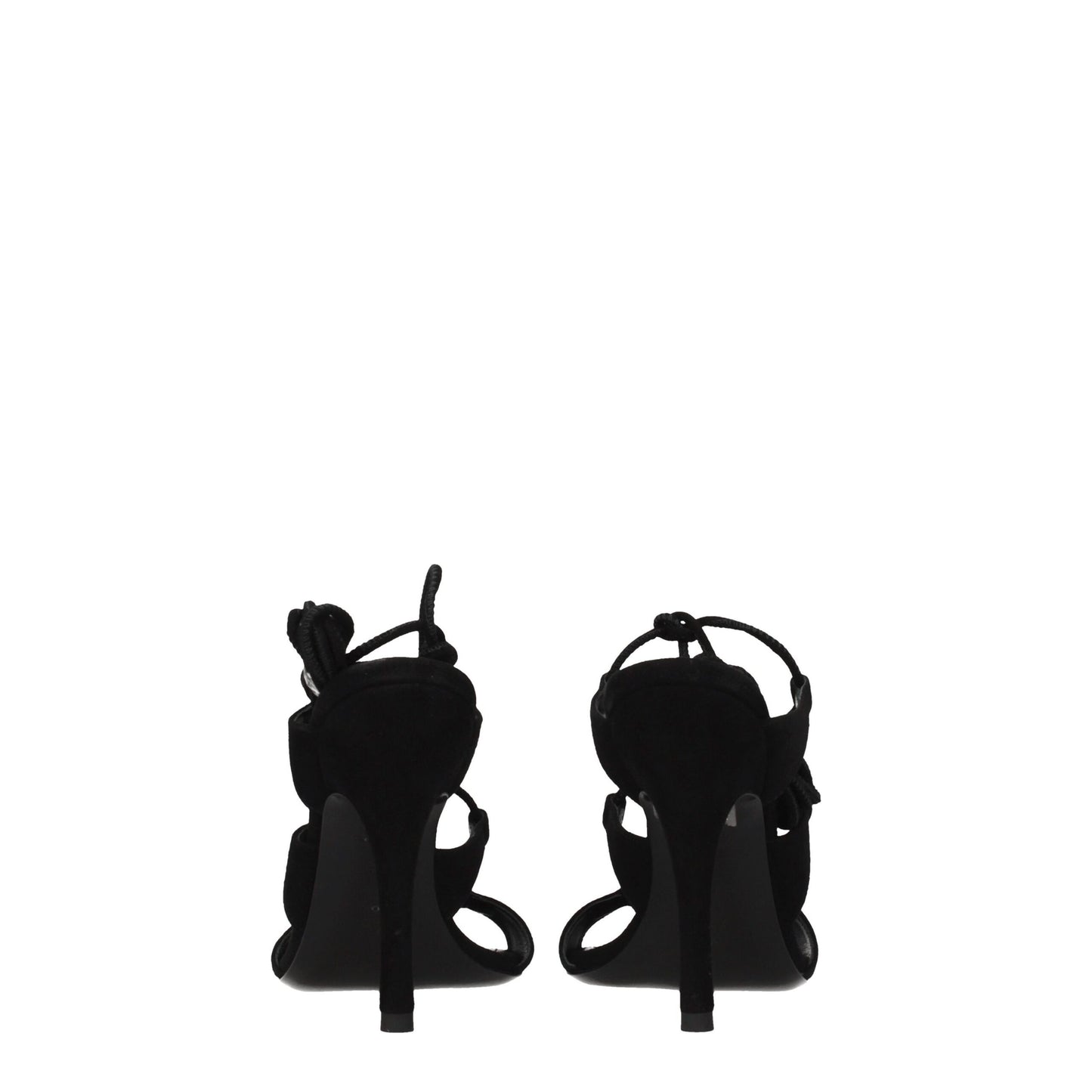 Attico sorte lædersandaler med stiletthæl