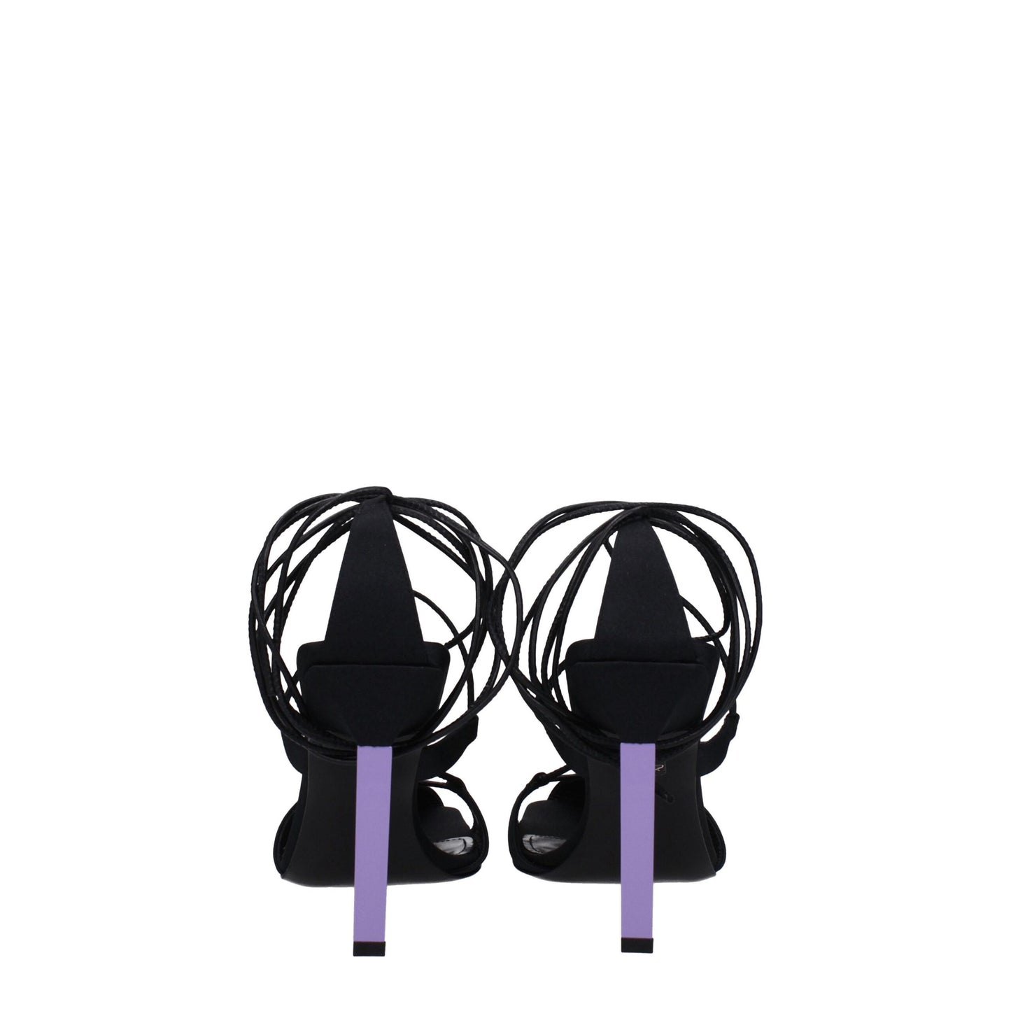 Attico sorte sandaler med stiletthæl i stof