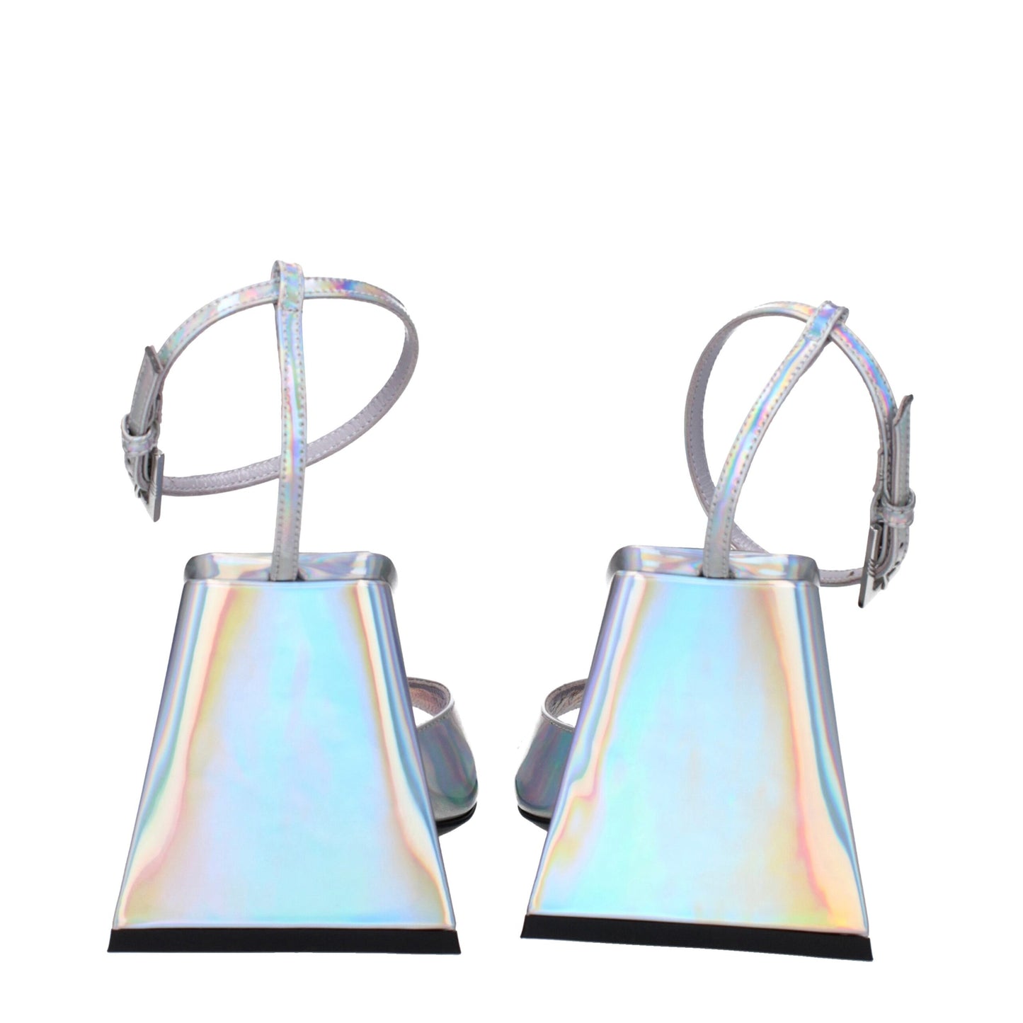 Attico grå lædersandaler med platform