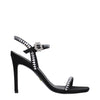 Stuart Weitzman Black Satin Stiletto Heel Sandals