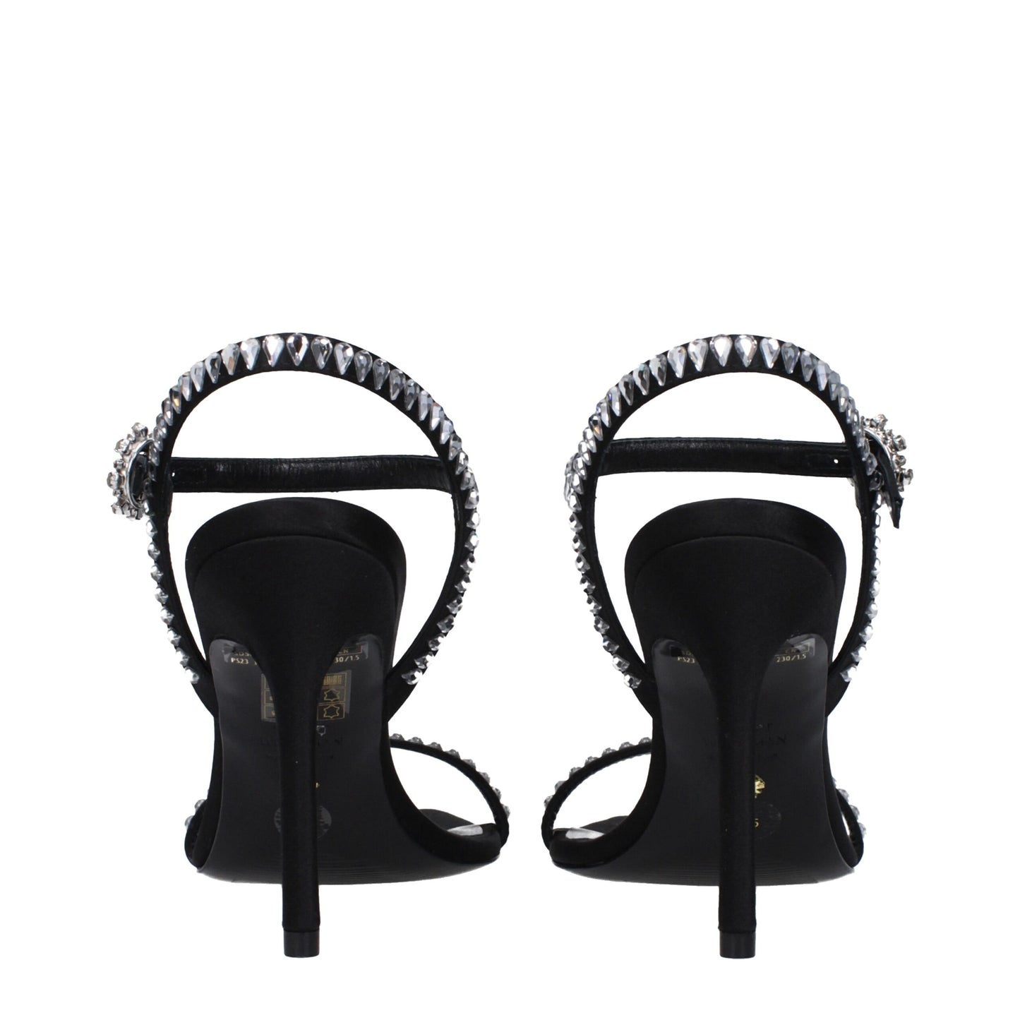 Stuart Weitzman sorte satin sandaler med stiletthæl