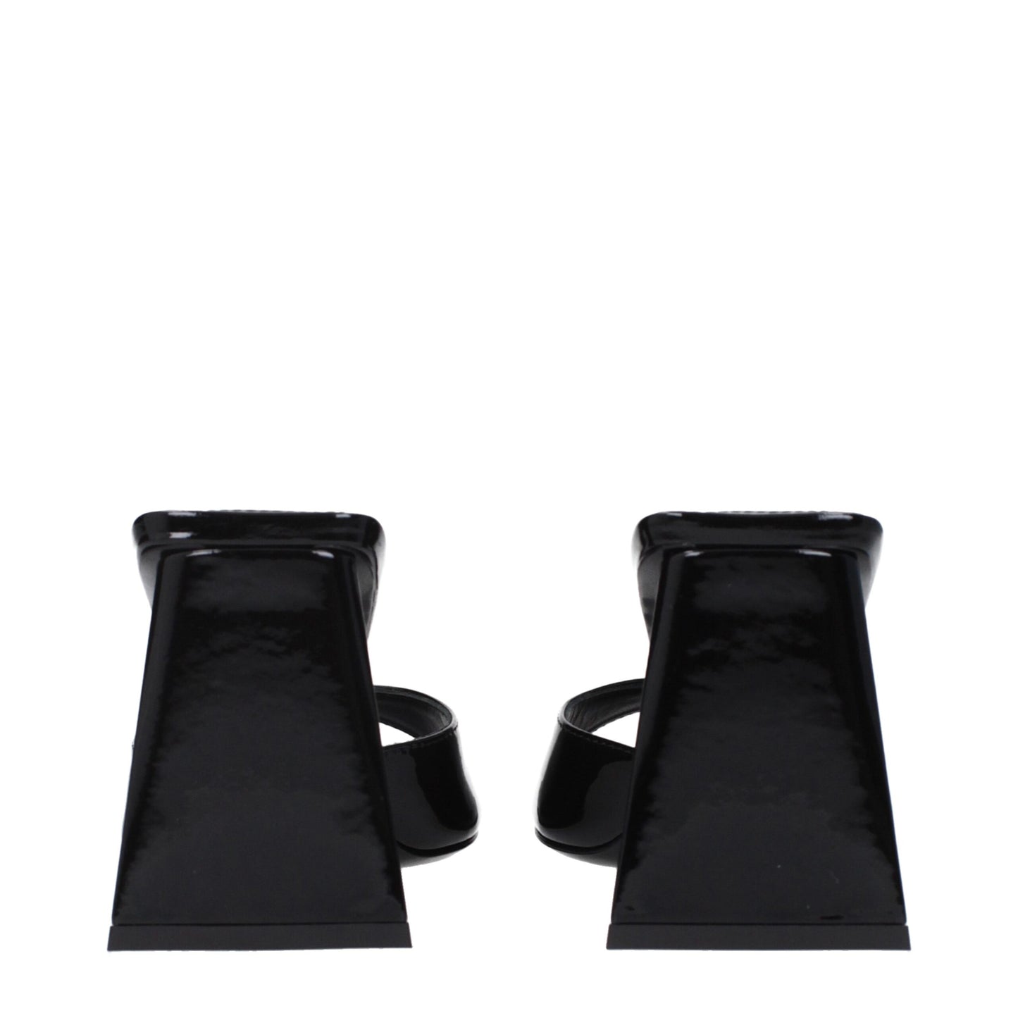 Attico sorte lædersandaler med stiletthæl