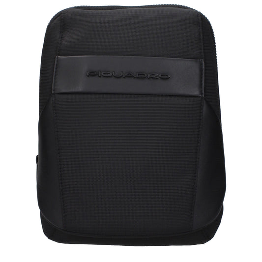 Piquadro Black Fabric Crossbody Bag