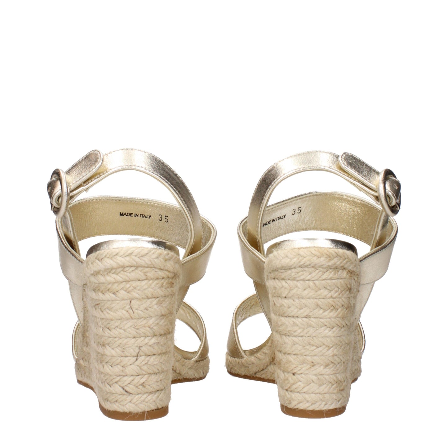 Prada Guld Læder Kilesandaler