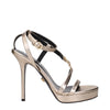 Versace Gold Leather Stiletto Heel Sandals