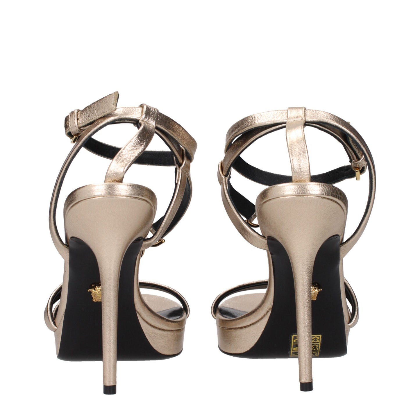 Versace Gold Leather Stiletto Heel Sandals