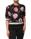 Dolce & Gabbana Black Floral Print Cotton Short Sleeves Top