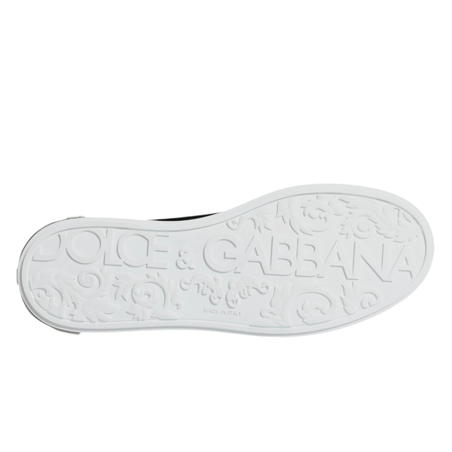 Dolce & Gabbana Black Calf Leather Portofino Sneakers Shoes