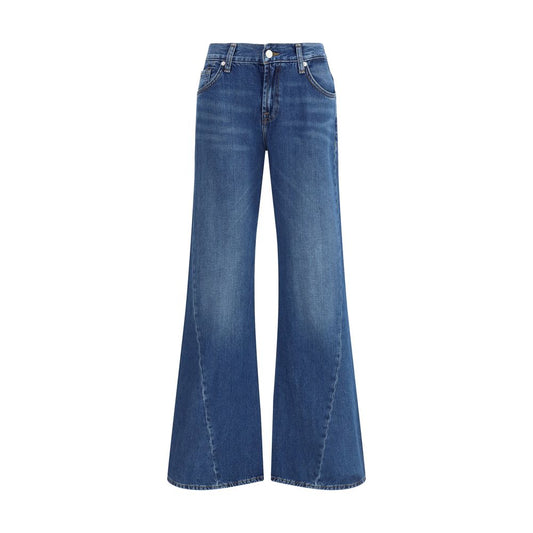 7FOR Blue Cotton Flared Jeans