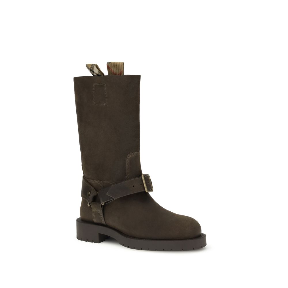 Ghete Burberry Suede Saddle la gleznă