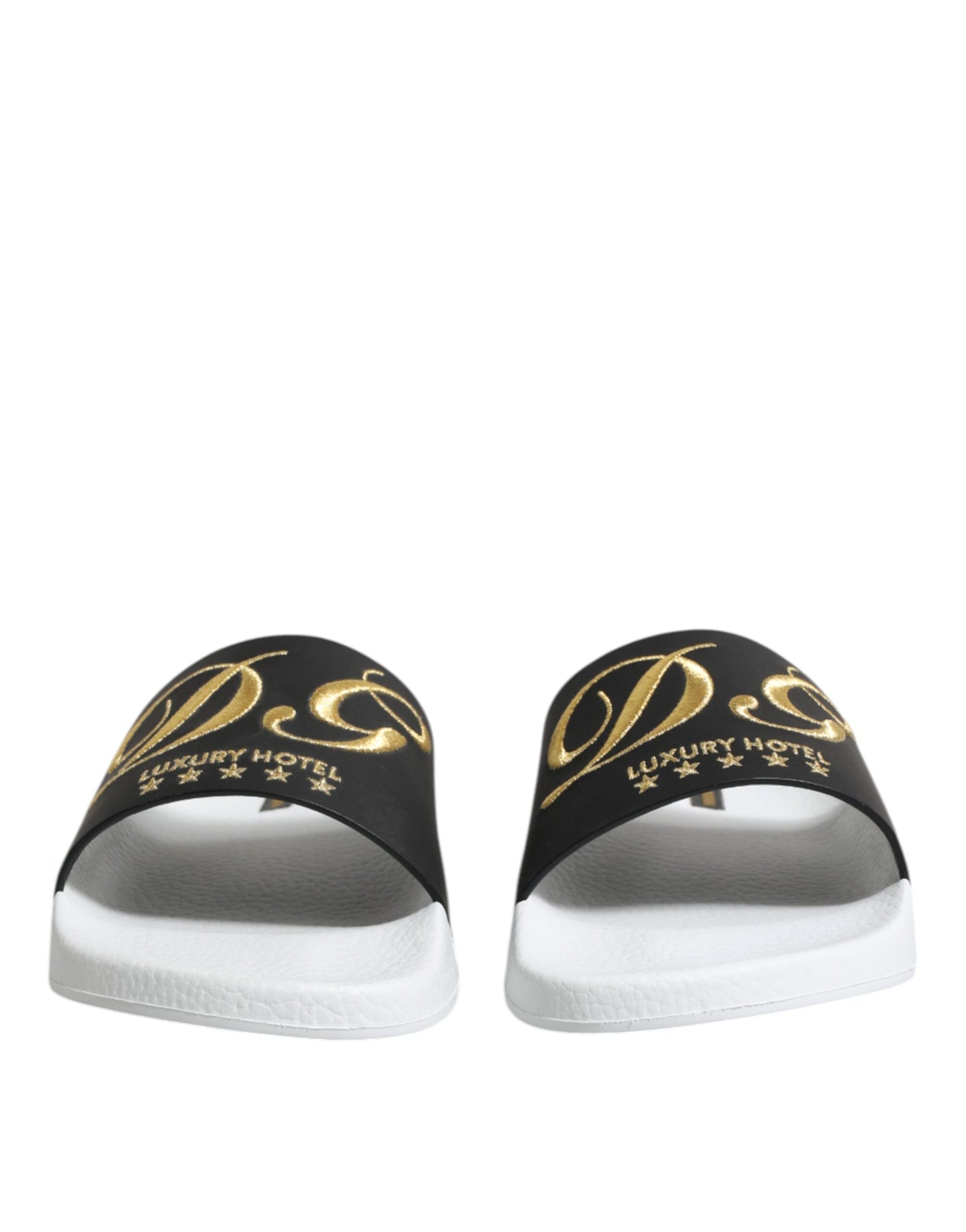 Sandale Dolce & Gabbana din piele albă și neagră, model plajă