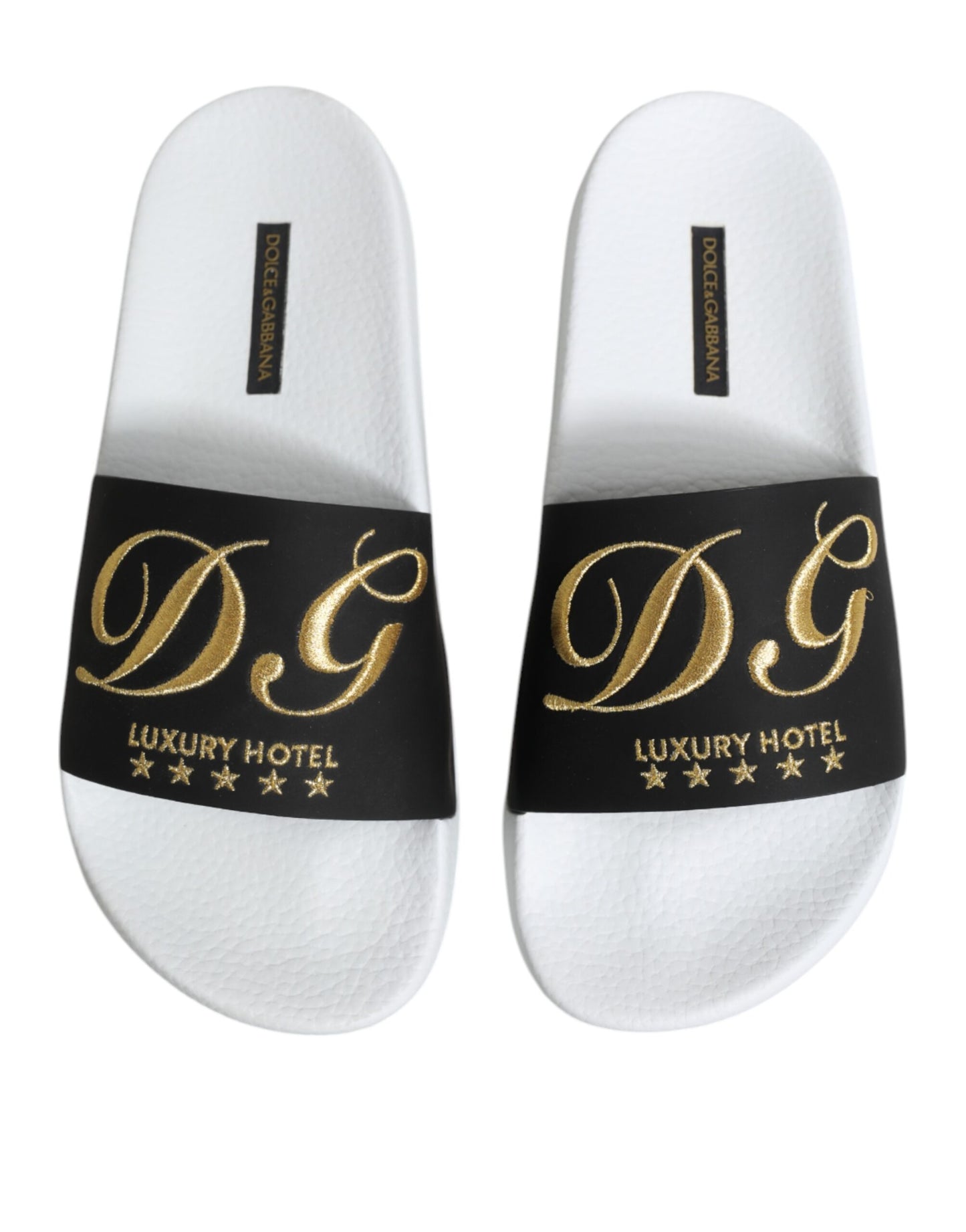 Sandale Dolce & Gabbana din piele albă și neagră, model plajă
