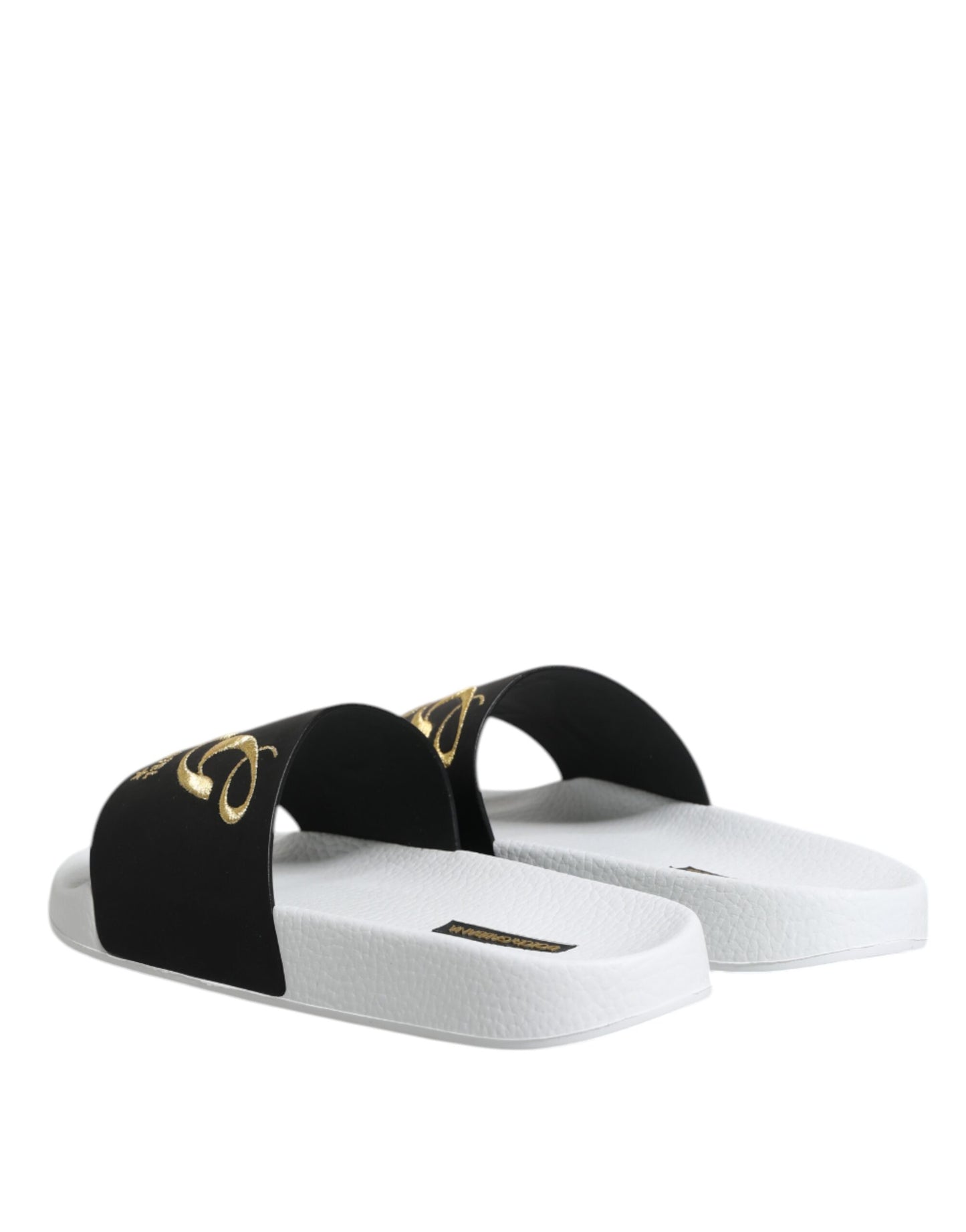 Sandale Dolce & Gabbana din piele albă și neagră, model plajă
