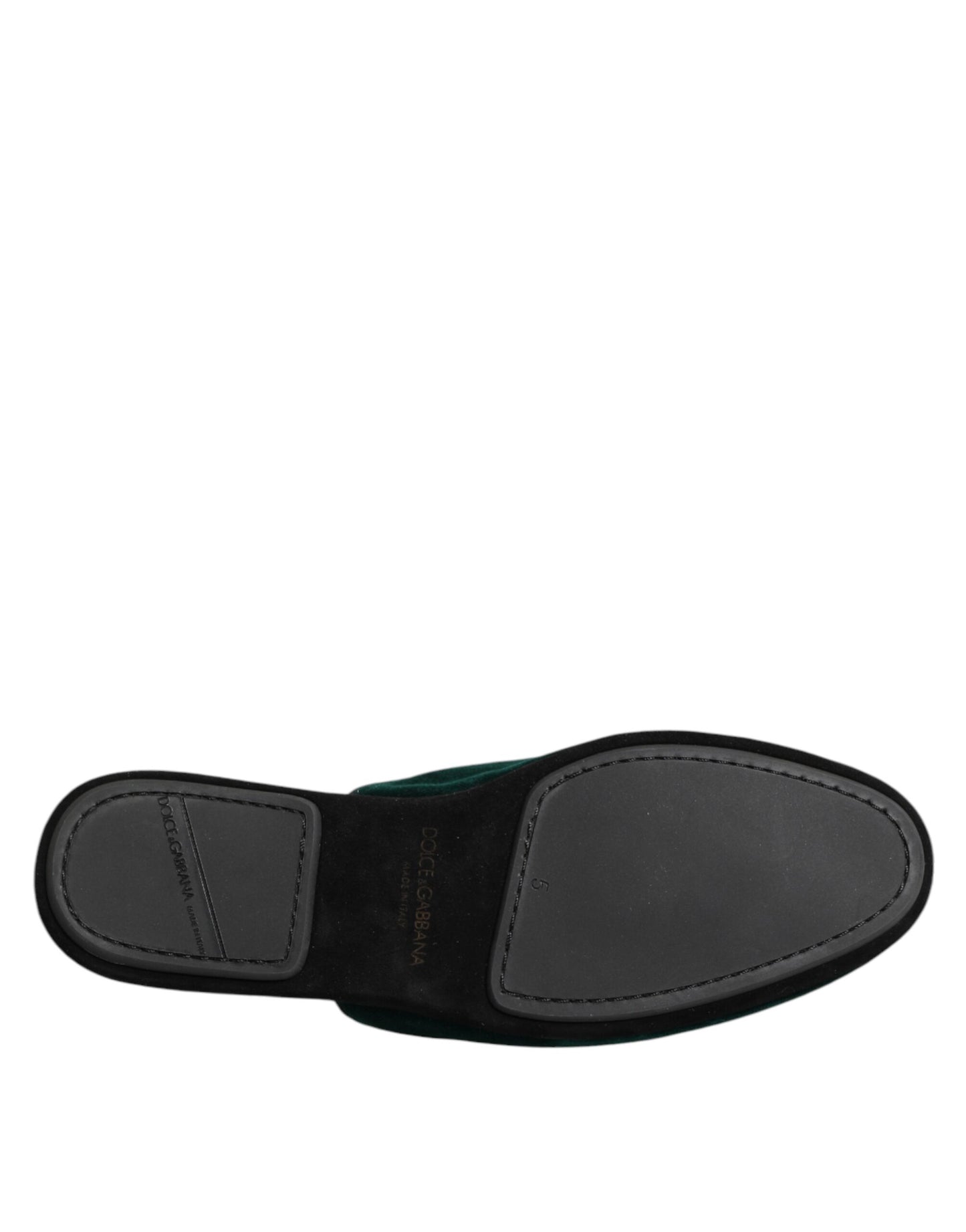 Papuci Dolce & Gabbana din catifea verde cu cruce