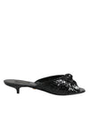 Dolce & Gabbana Black Leather Heels Slides Sandals Shoes