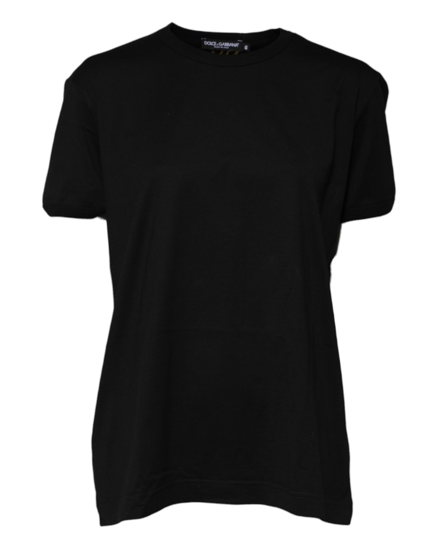 Tricou Dolce & Gabbana negru din bumbac cu guler rotund Goodluck Tee