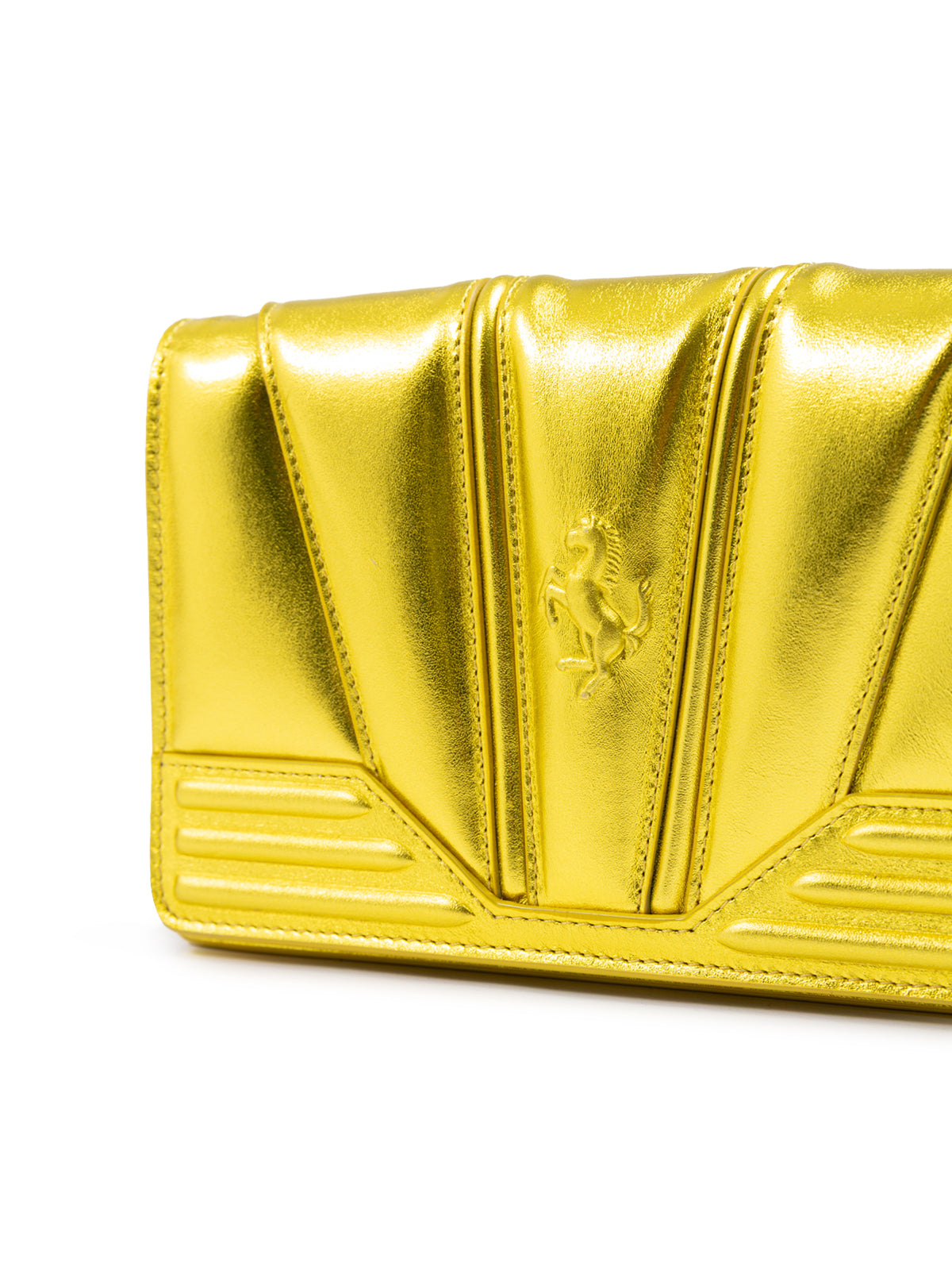 Ferrari Metal Yellow GT patent leather bag with chain