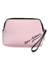 Dolce & Gabbana Pink Solid Nylon DG Logo Print Clutch Zip Borse Pouch Bag