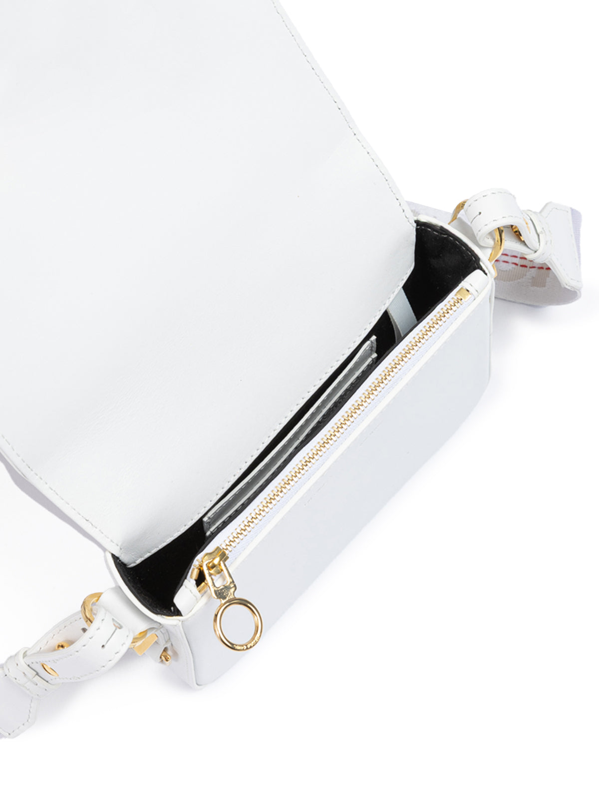 Off-White White/Gold Metallic Stripe Mini Crossbody Bag