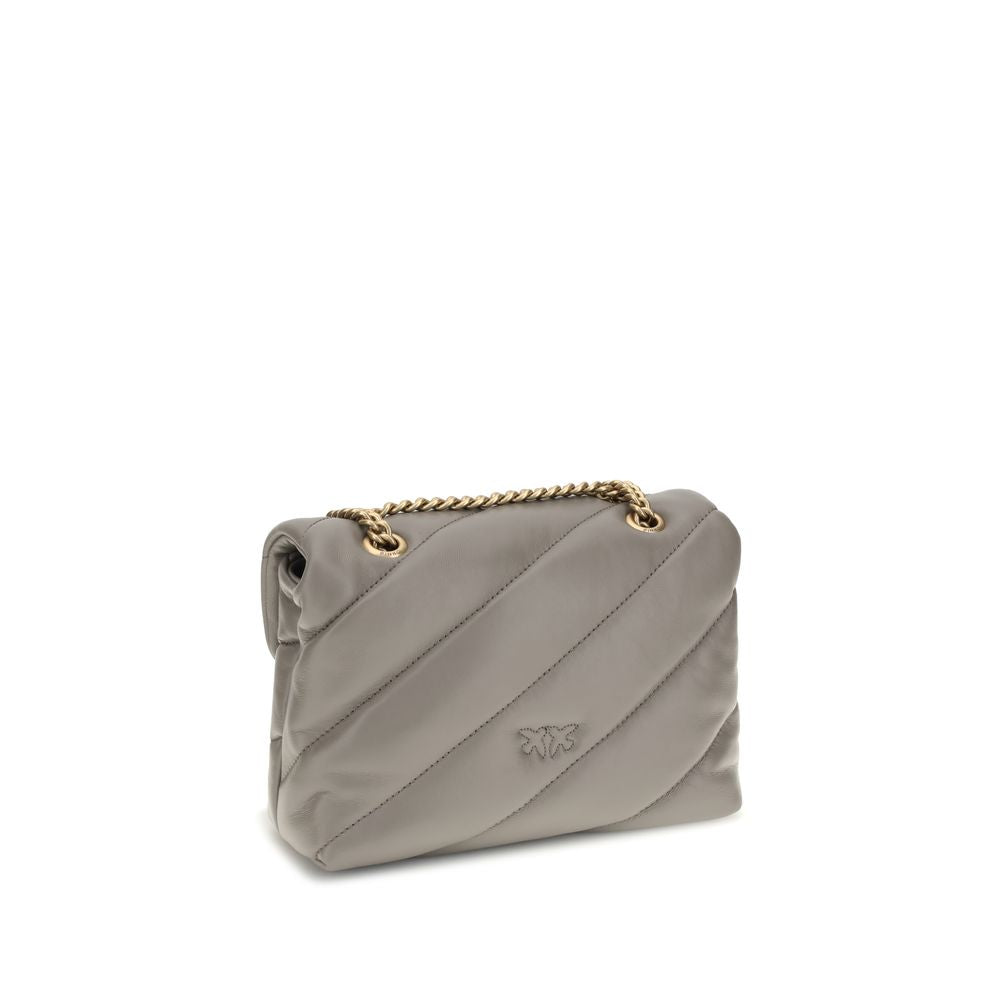 PINKO Gray Calf Leather Bos Taurus Shoulder Bag