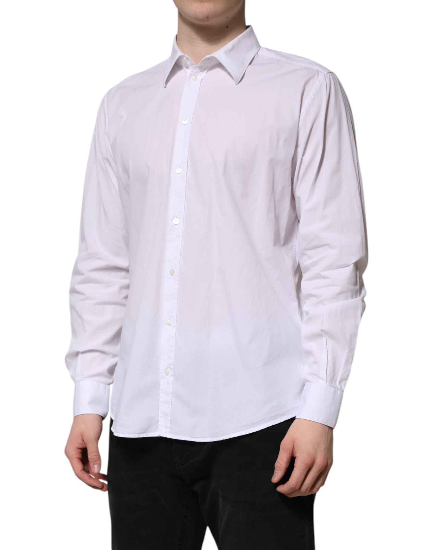 Dolce & Gabbana White Cotton STAFF Long Sleeves Forma Shirt