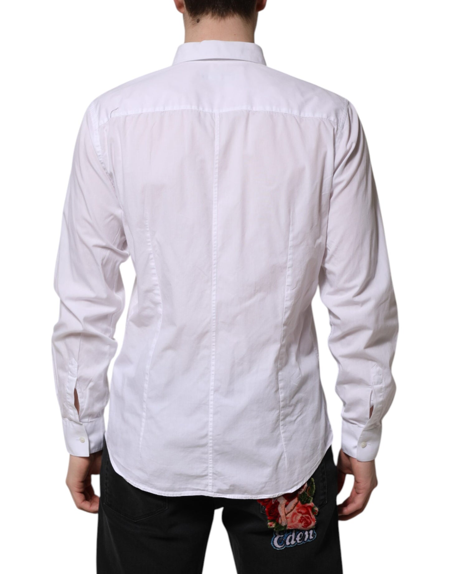 Dolce & Gabbana White Cotton STAFF Long Sleeves Forma Shirt