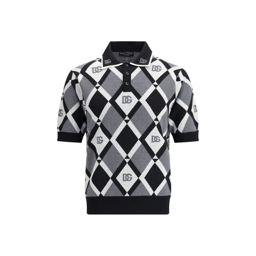 Pulover polo tricotat cu diamant Dolce & Gabbana