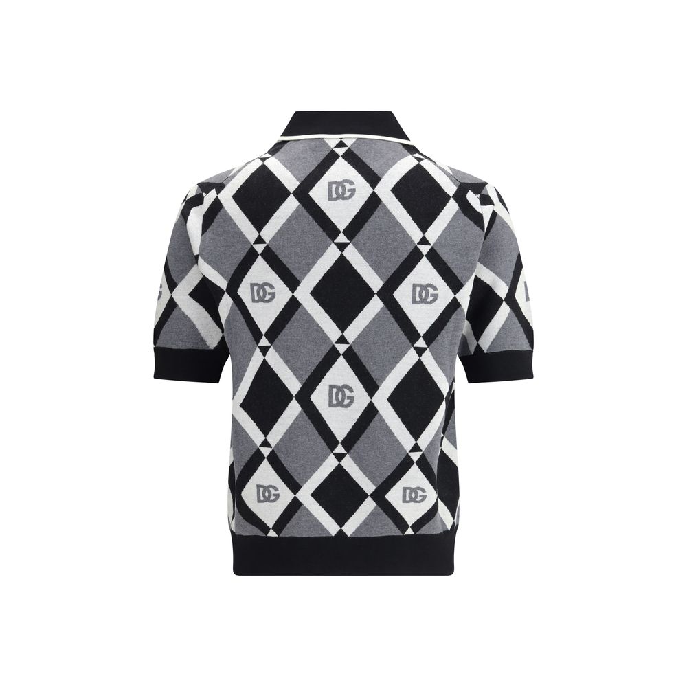 Pulover polo tricotat cu diamant Dolce & Gabbana
