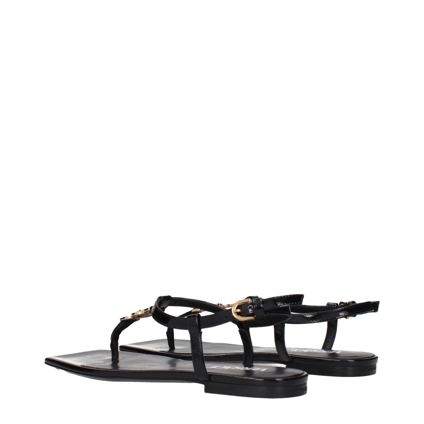 Versace Black Leather Flip-Flop Sandals