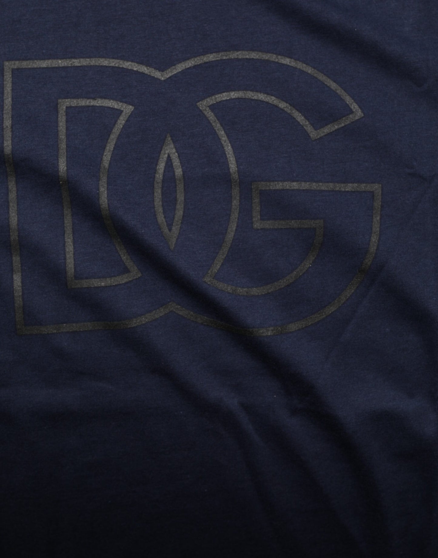 Dolce & Gabbana Dark Blue Cotton DG Logo Print Men’s Top T-shirt