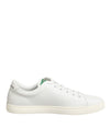 Dolce & Gabbana White Leather Rose Embroidery Low-Top  Shoes