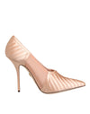 Dolce & Gabbana Cipria Nude Satin Mesh Stiletto Pumps Shoes