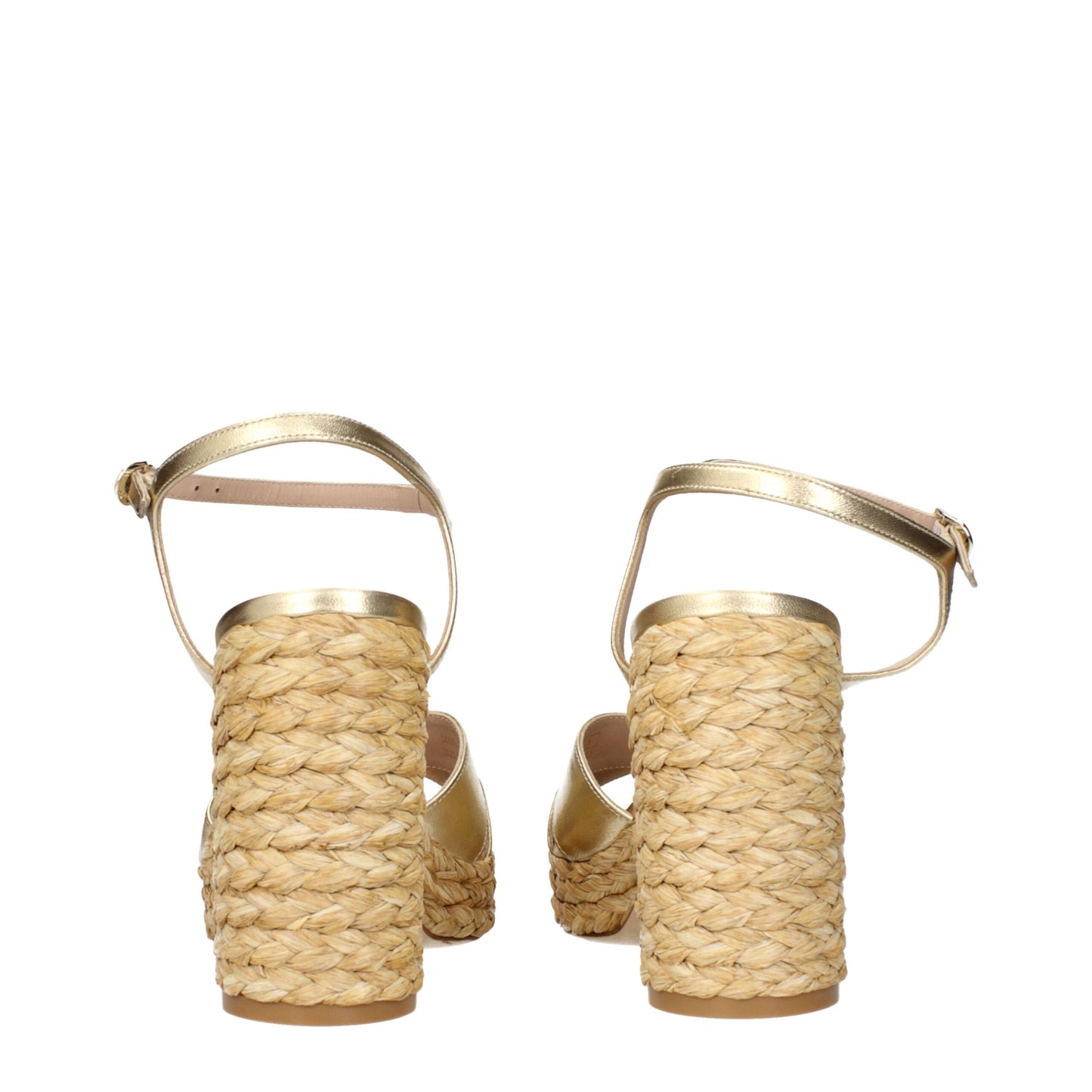 Stuart Weitzman Guldfarvede Lædersandaler med Plateau