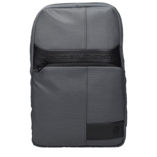 Piquadro Gray Fabric Crossbody Bag