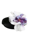 Dolce & Gabbana - Accesoriu cu bandă elastică cu aplicații florale din mătase neagră, verde, violet și albă