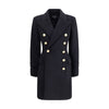 Balmain Black Fleece Wool Coat