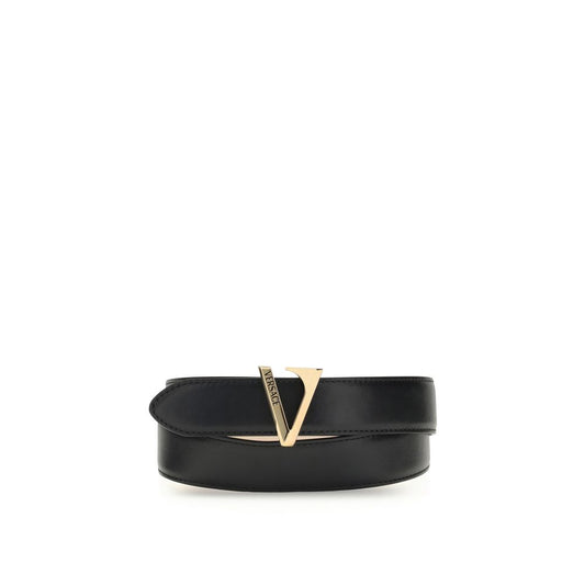 Versace Black Calf Leather Bos Taurus Regular Belt