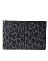 Dolce & Gabbana Multicolor Leopard Jacquard Logo Plaque Document Briefcase Bag