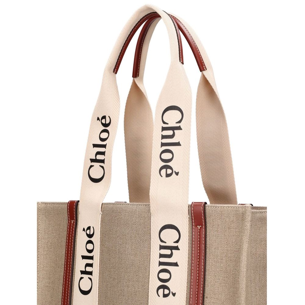 Chloé Beige Linen Tote Bag