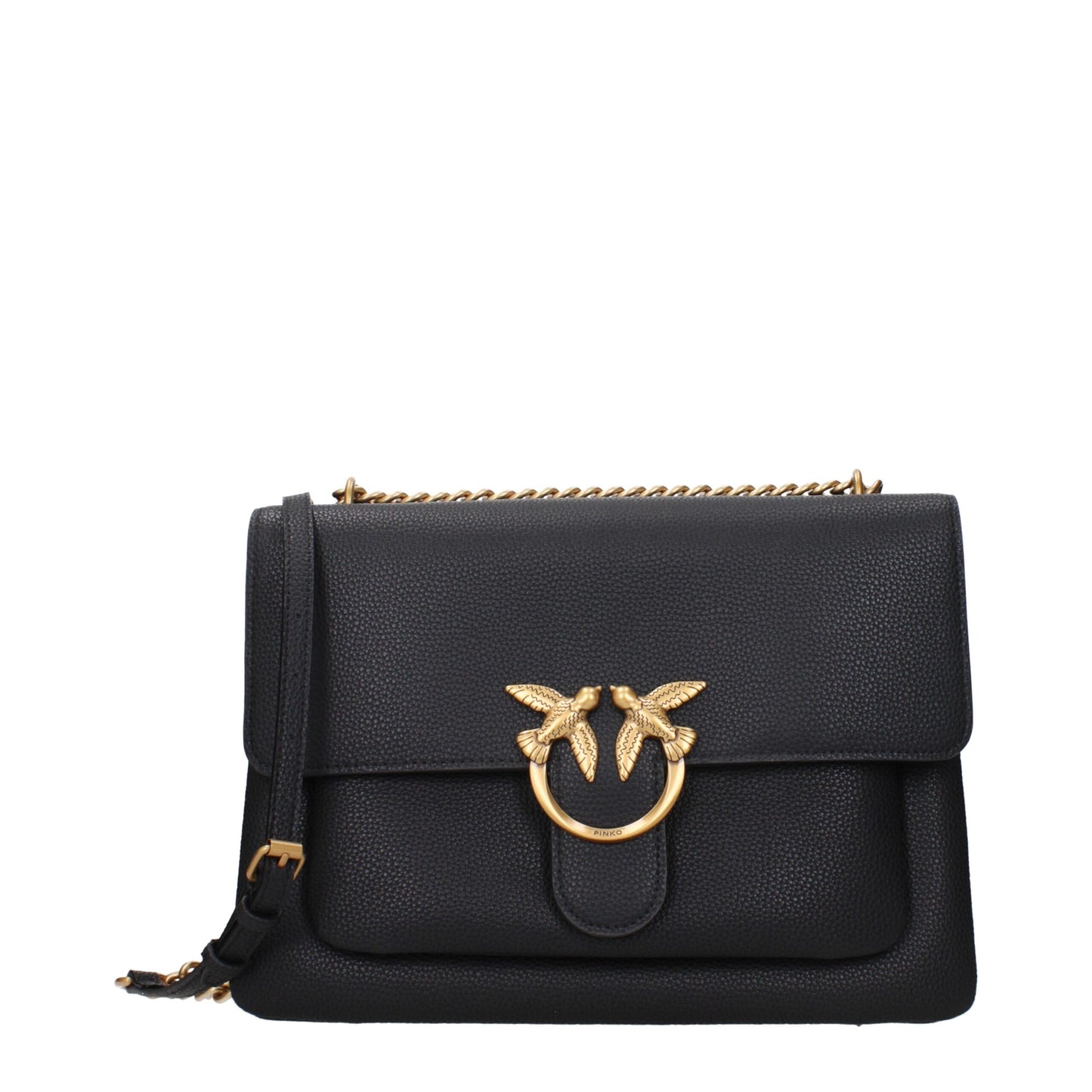 PINKO Black Leather Crossbody Bag